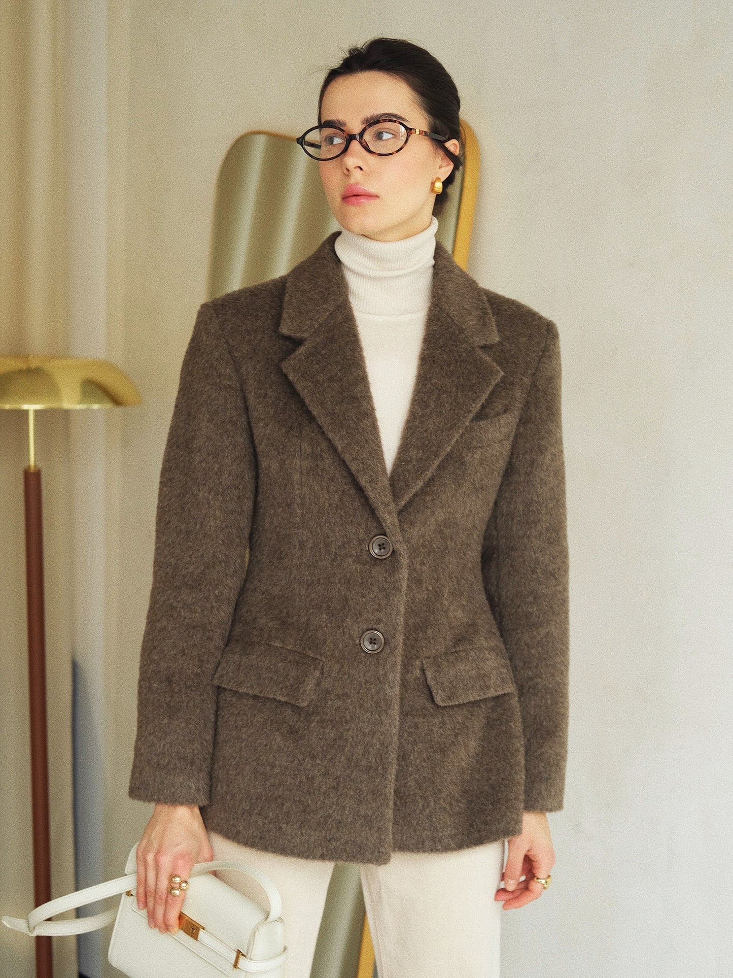 Dopasowana marynarka moherowa Mocha