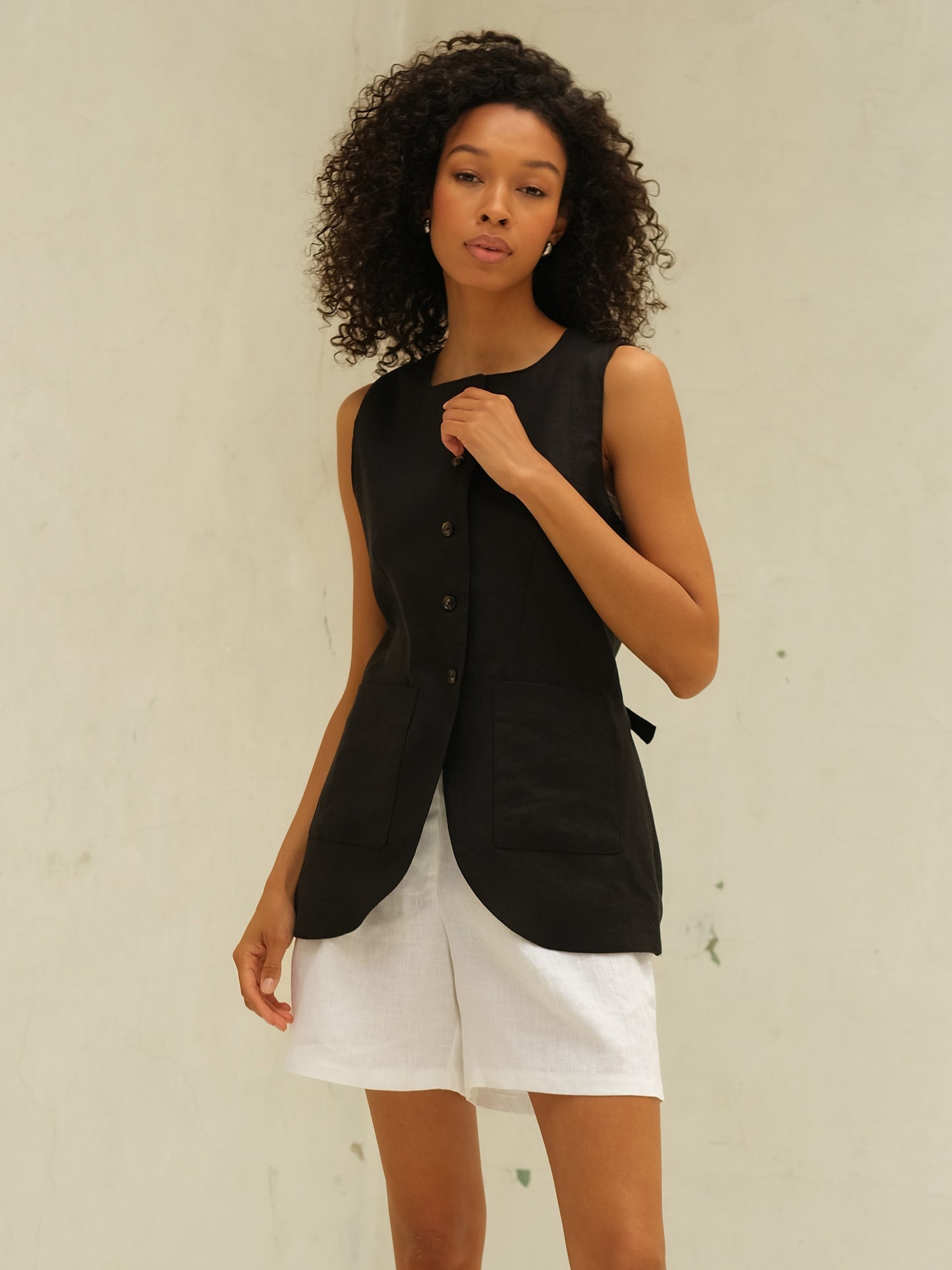 Linen Waistcoat, Black