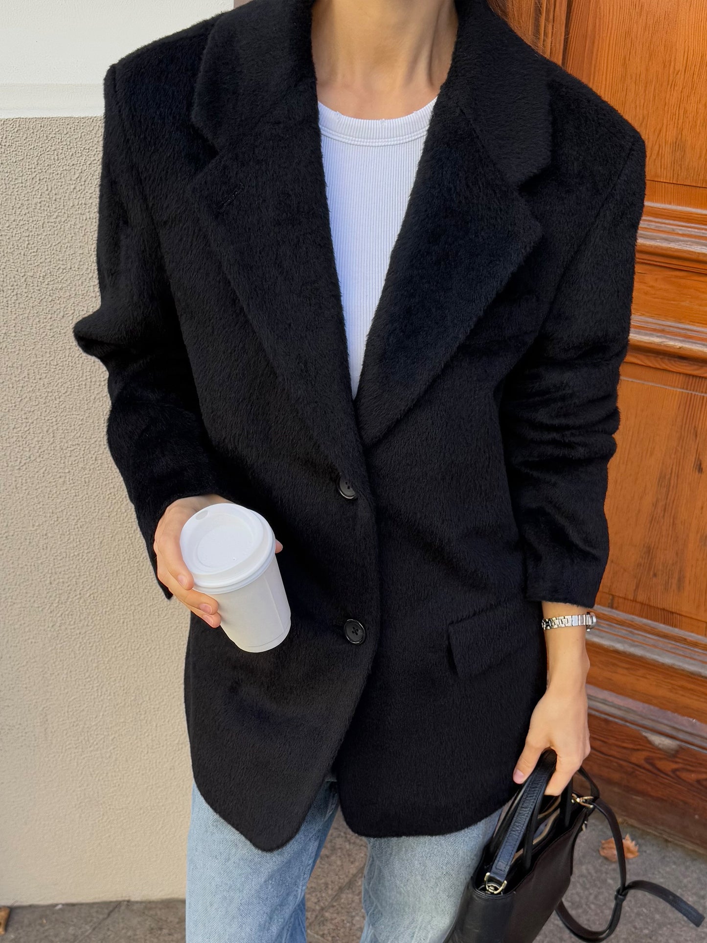 Wool Blazer, Black