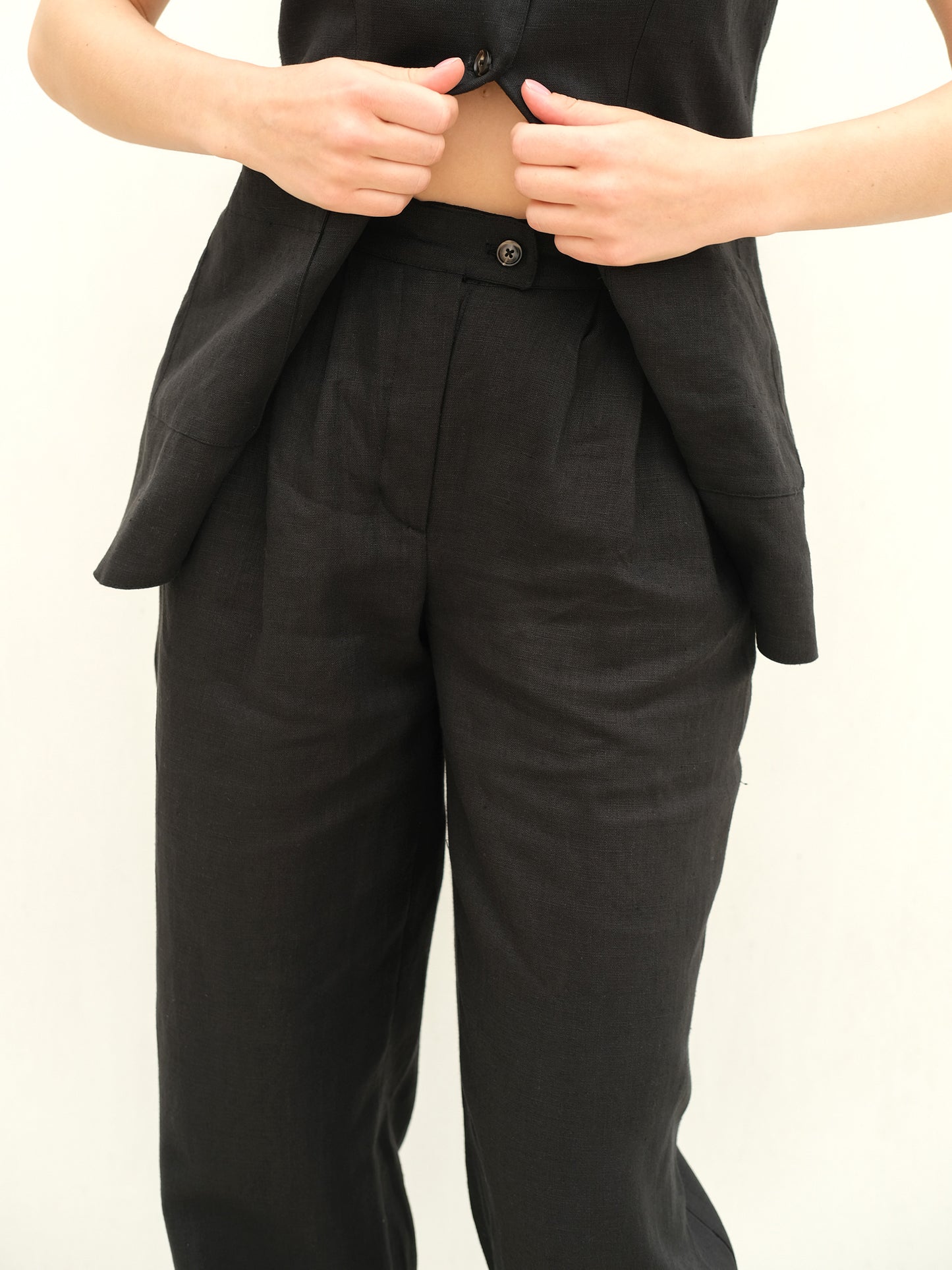 Linen Trousers, Black