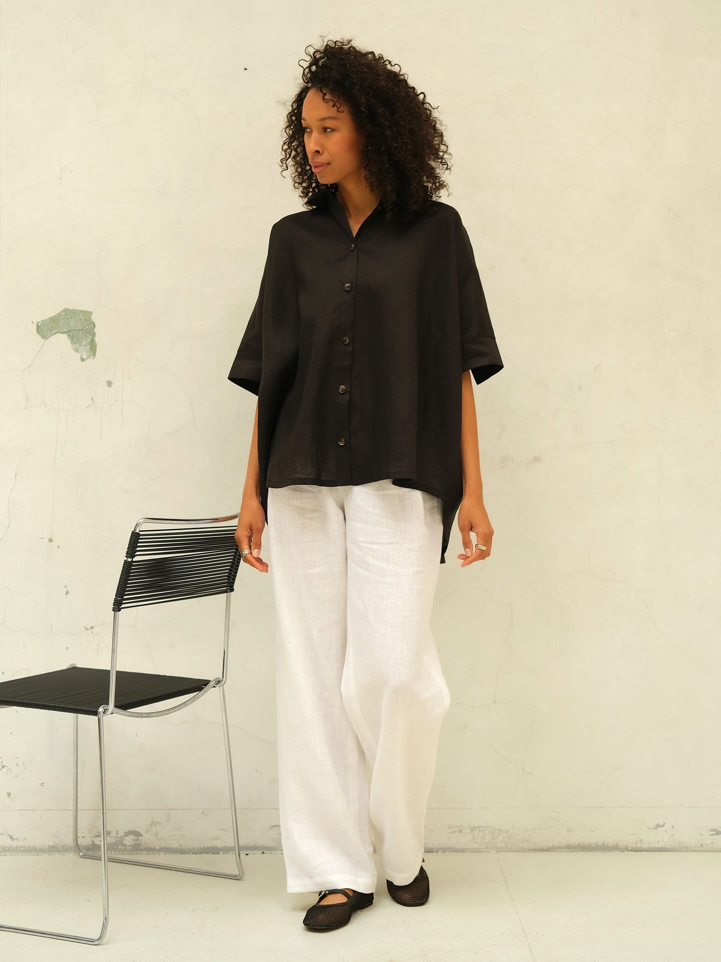 Spodnie lniane, Białe