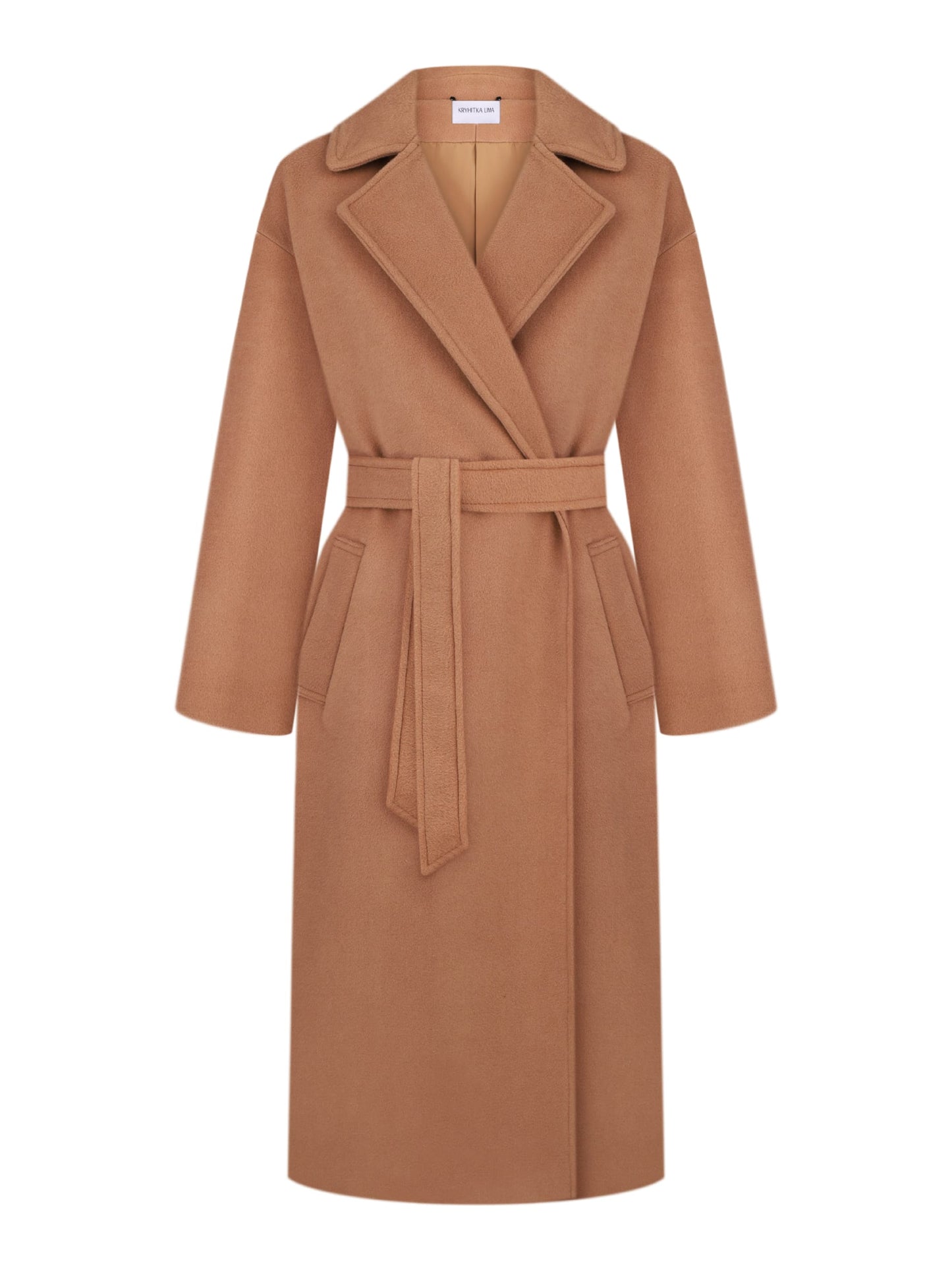 Camel Oversized Double-Breasted Long Coat