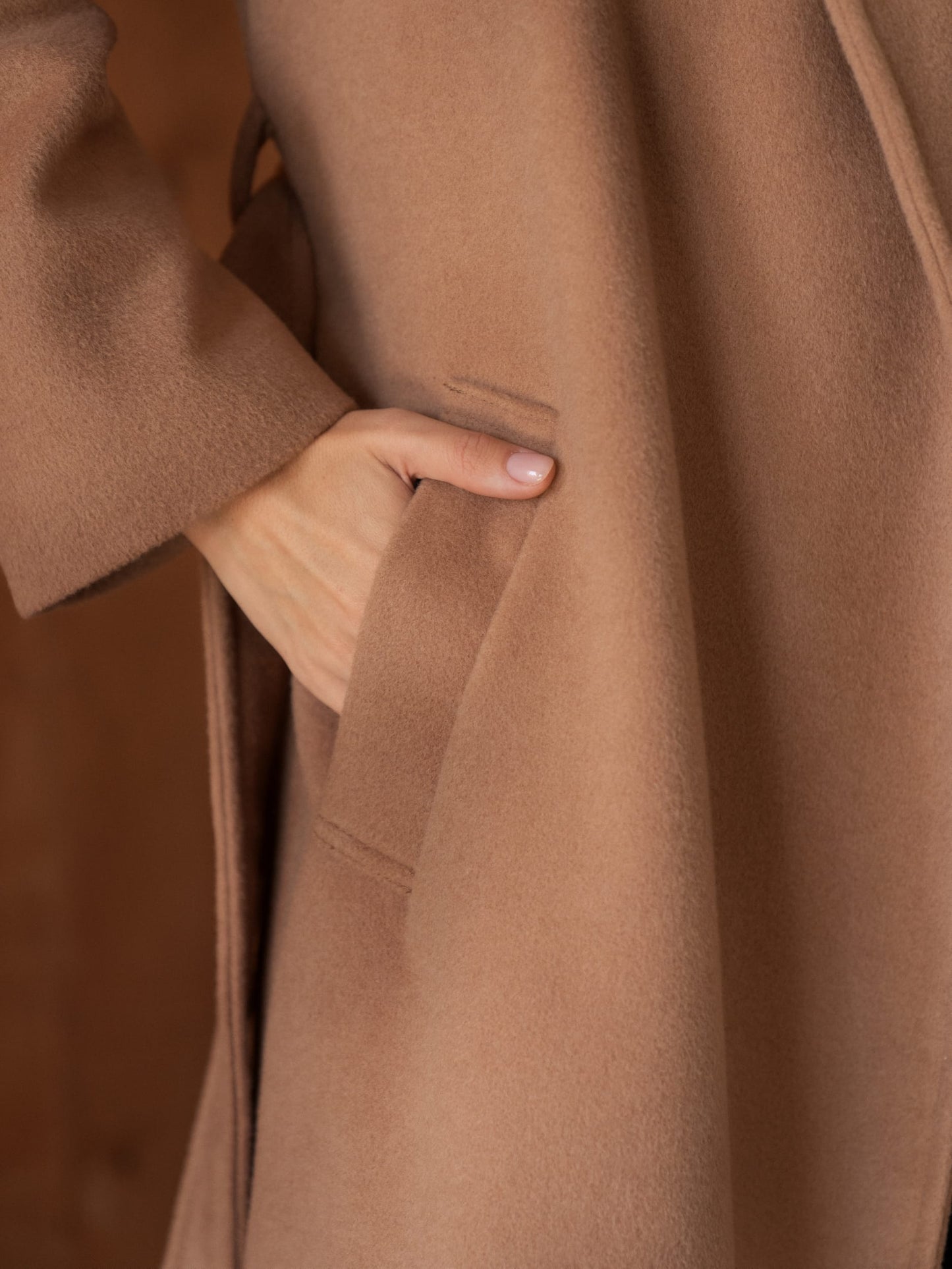 Camel Oversized Double-Breasted Long Coat