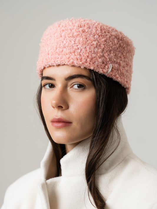Merino Wool Pillbox Hat, Pink