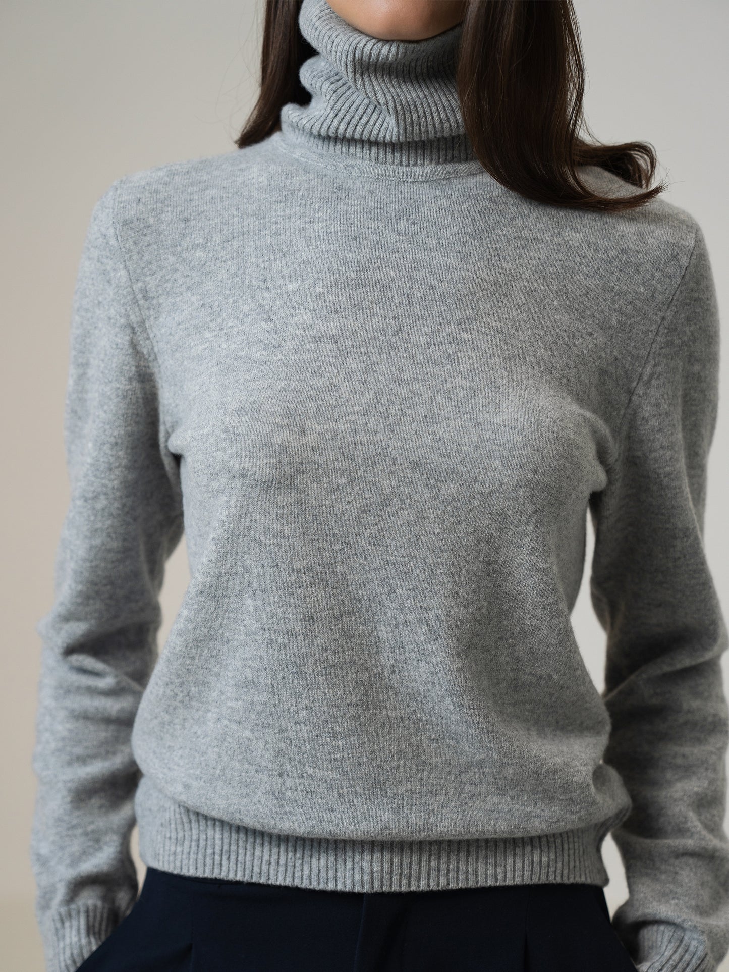 Merino Wool & Cashmere Turtleneck, Grey