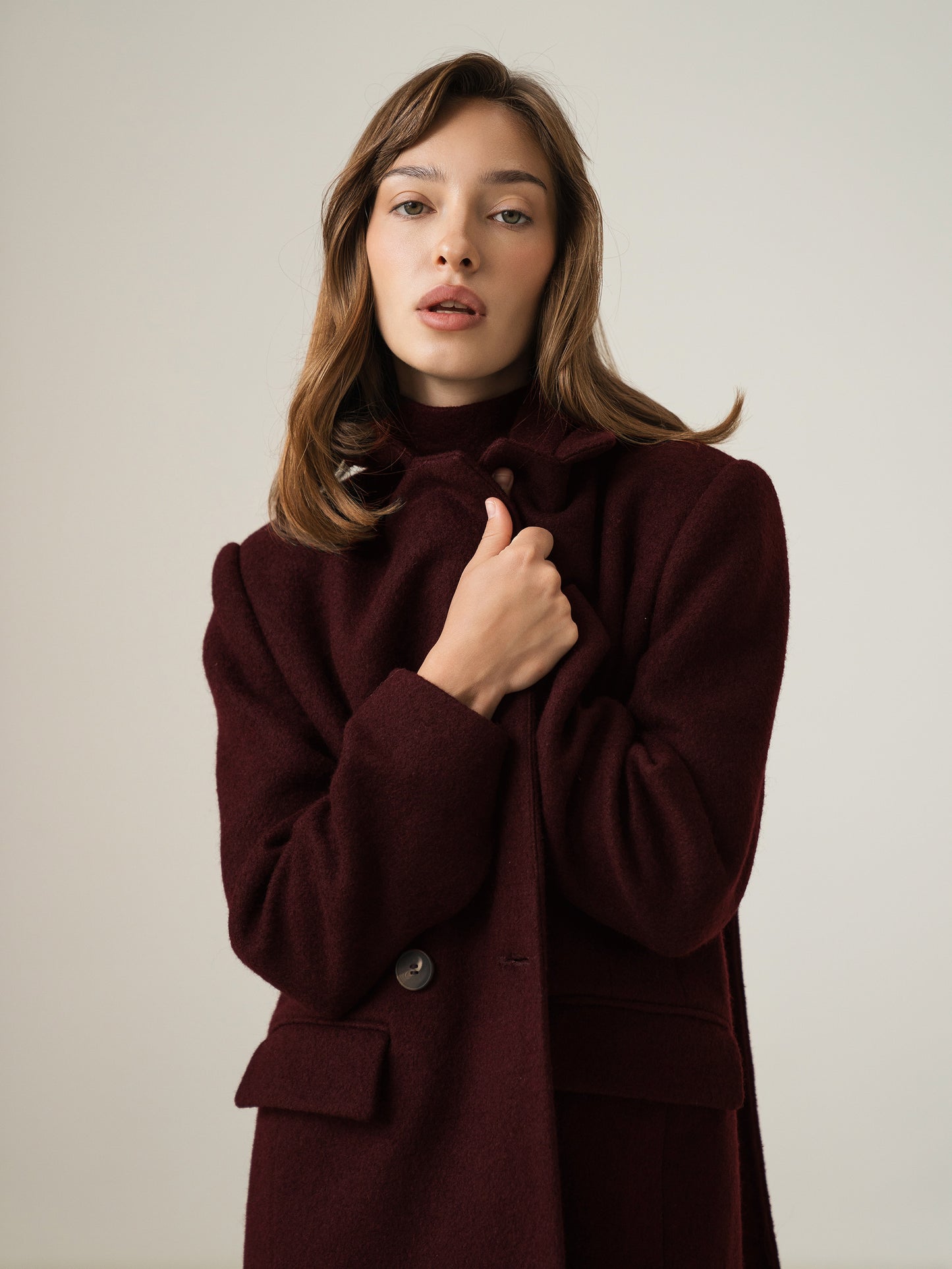 Oversized Wool Coat, Burgundy