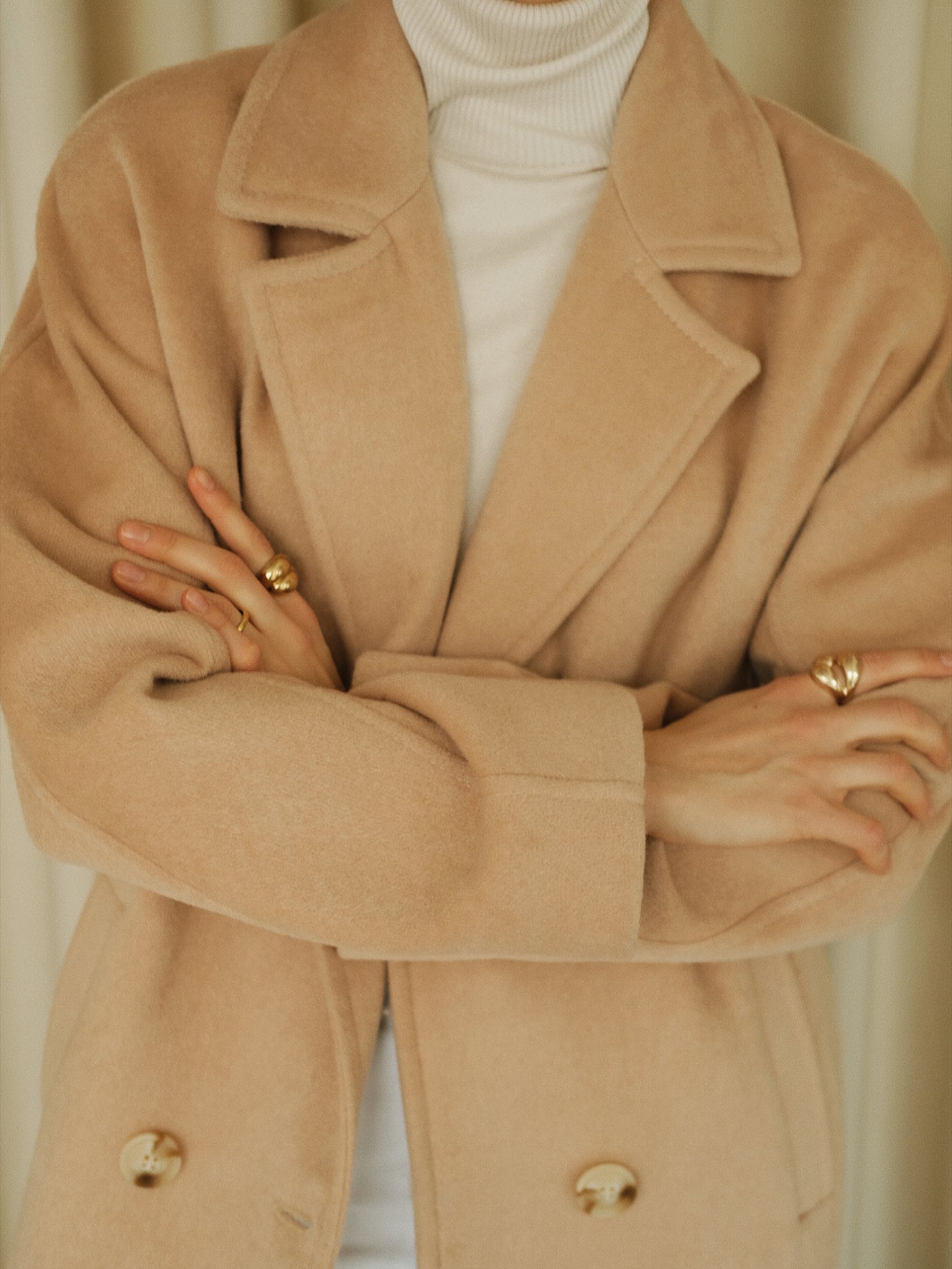 Beige Wool Coat with Belt