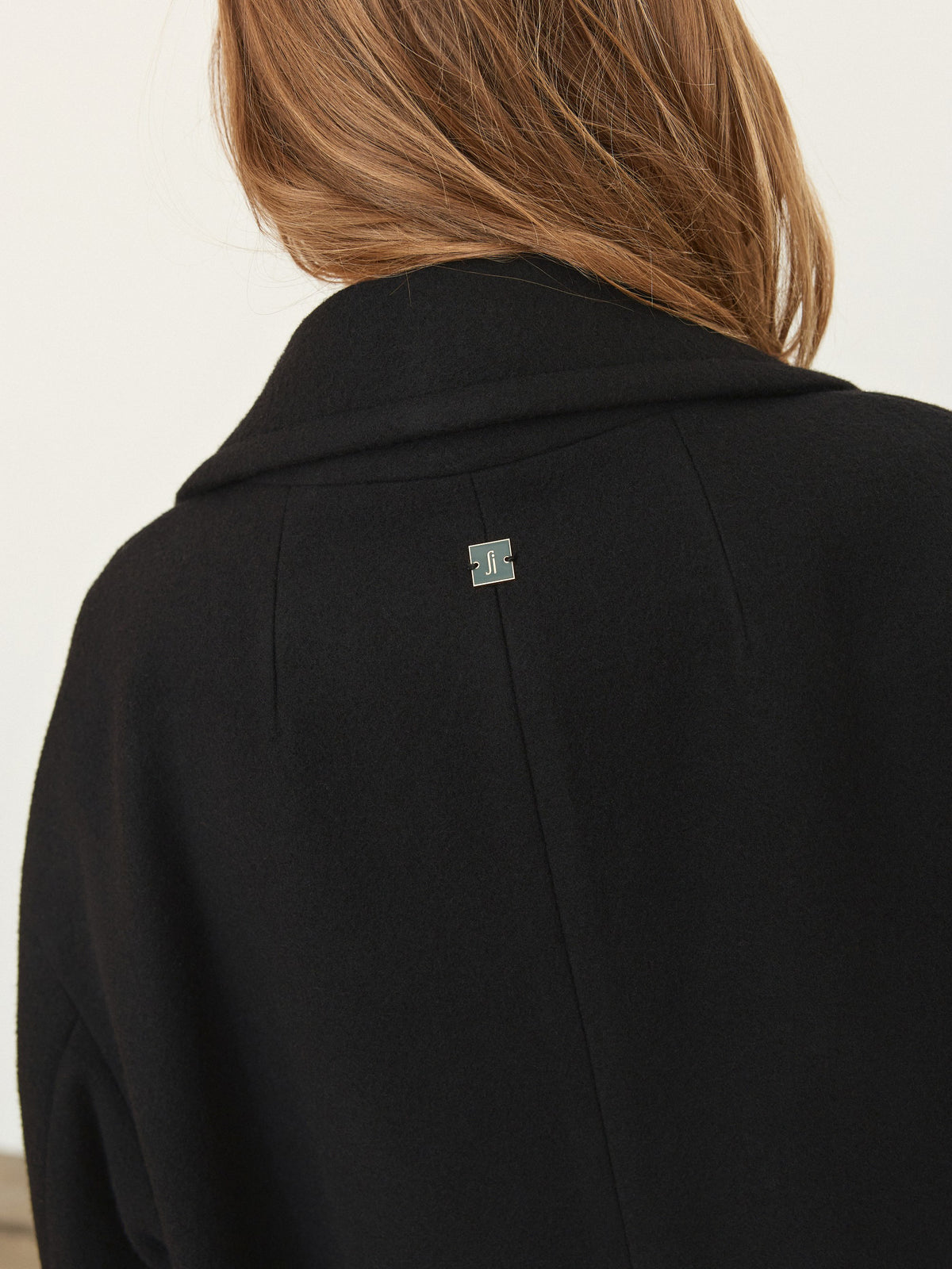 CHÉLIE black oversized wool wrap coat with belt