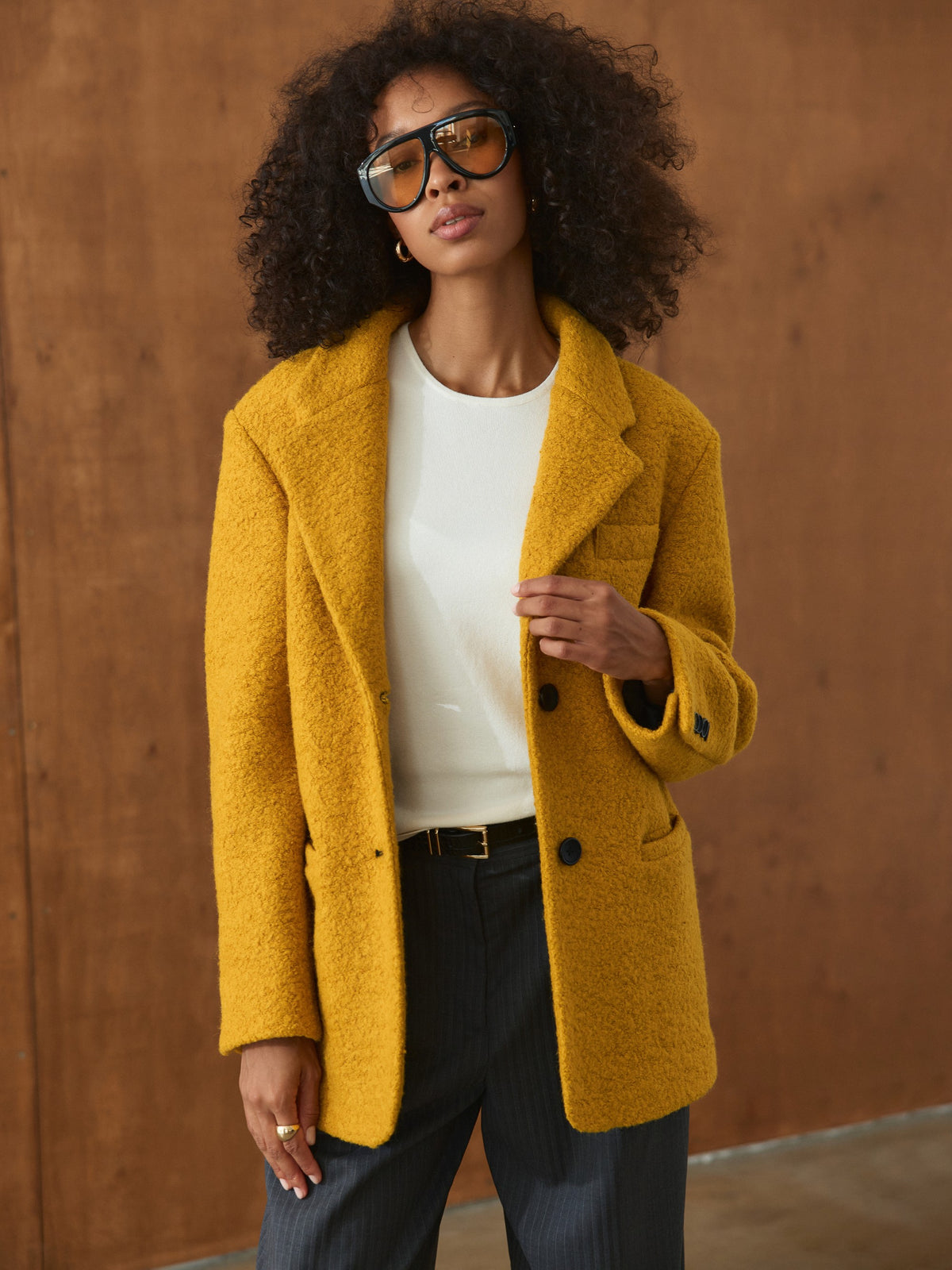 CHÉLIE mustard wool coat-jacket